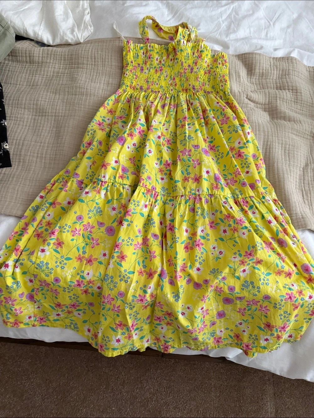Tea Collection Yellow Floral Smocked Sundress